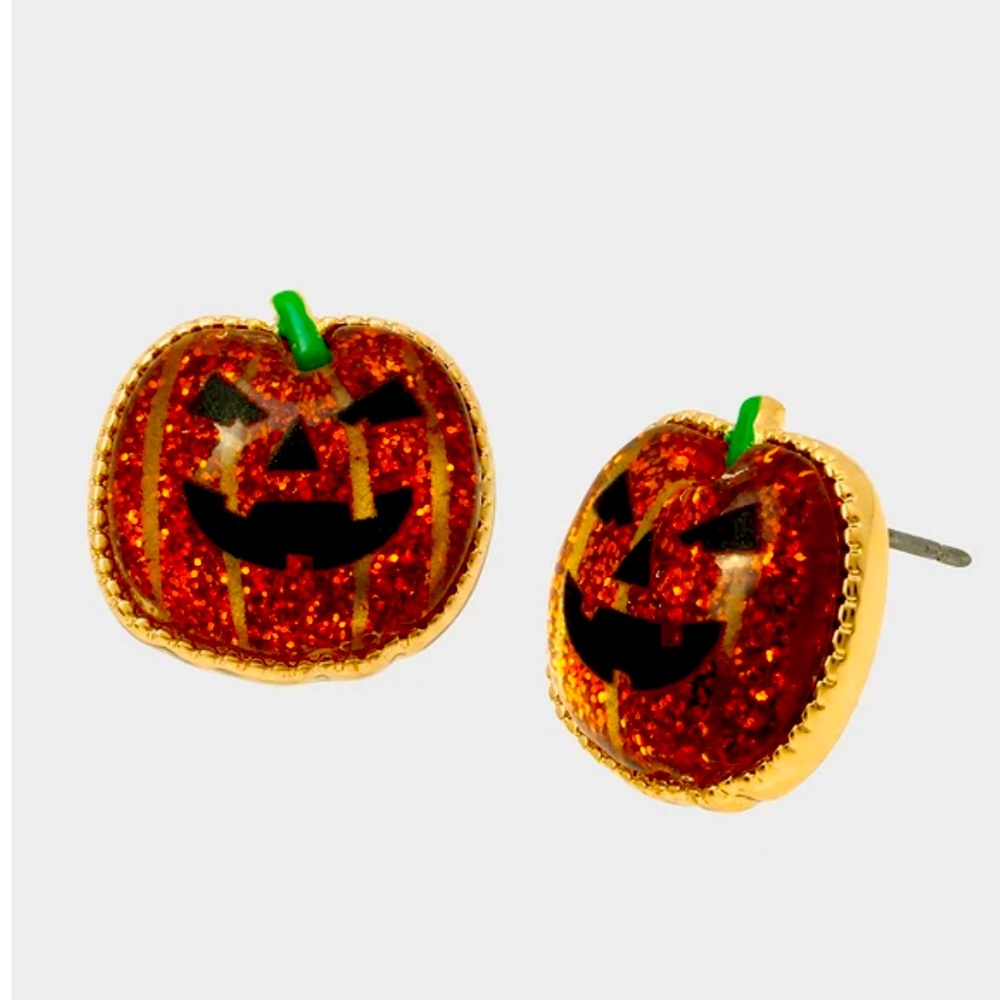 New Betsey Johnson JUST TREATS PUMPKIN STUDS ORANGE